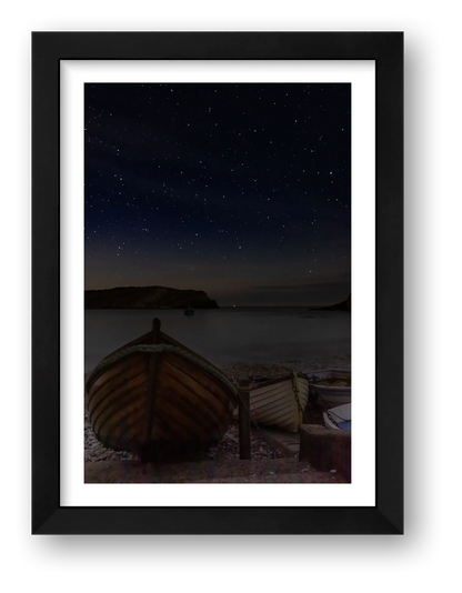 Oliver Dickinson – Lulworth Cove At Night — framed