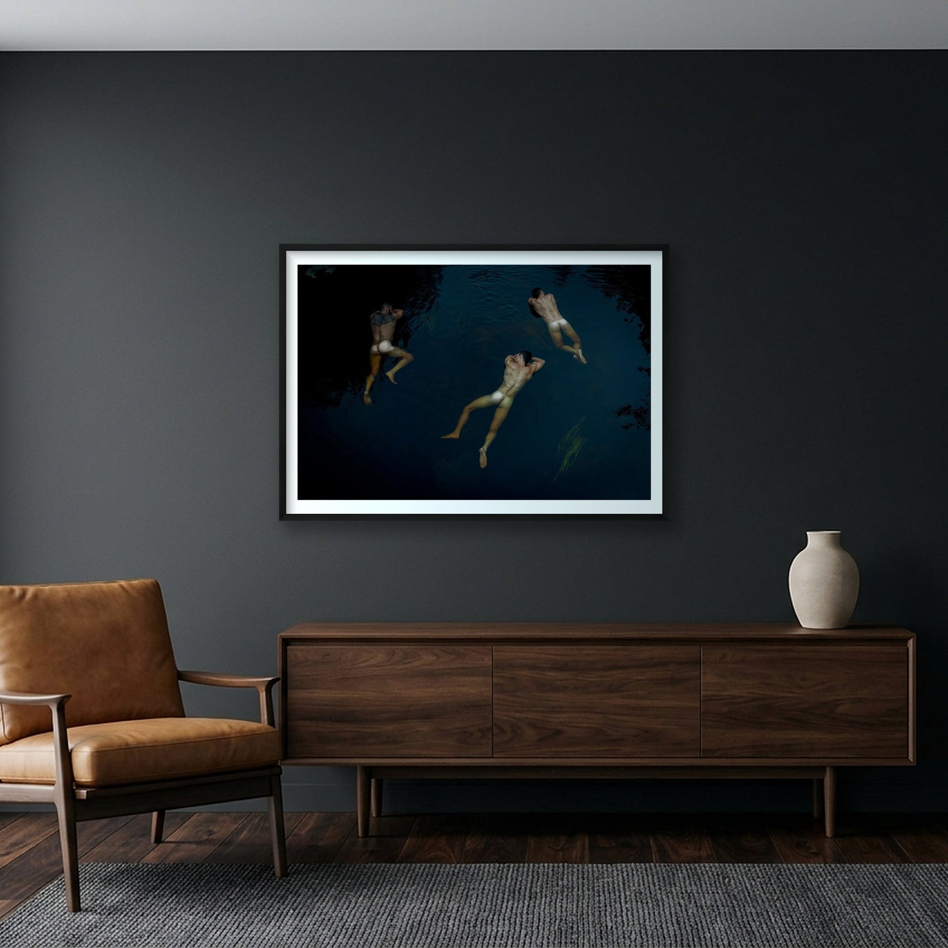 Ahmad Naser-Eldein – Floating Devils — 100×70cm, 39×28" Black Frame